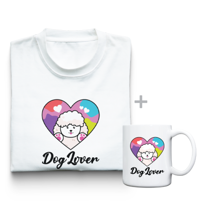 Тениска + чаша DOG LOVER
